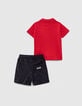 Ensemble polo rouge et bermuda marine b&eacute;b&eacute; gar&ccedil;on-2
