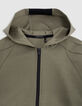 Cardigan relaxed kaki zippé molleton garçon-5