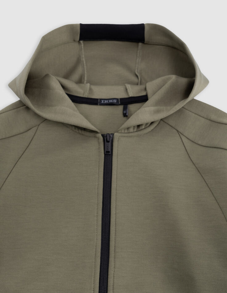 Cardigan relaxed kaki zippé molleton garçon-5