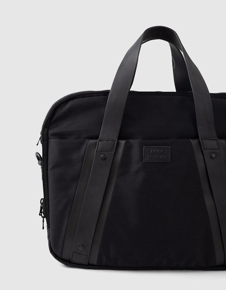 Sac noir en nylon cuir homme-6