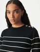Robe midi marini&egrave;re noire tricot ray&eacute; Femme-3