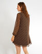 I.Code black, cognac small heart print dress-3