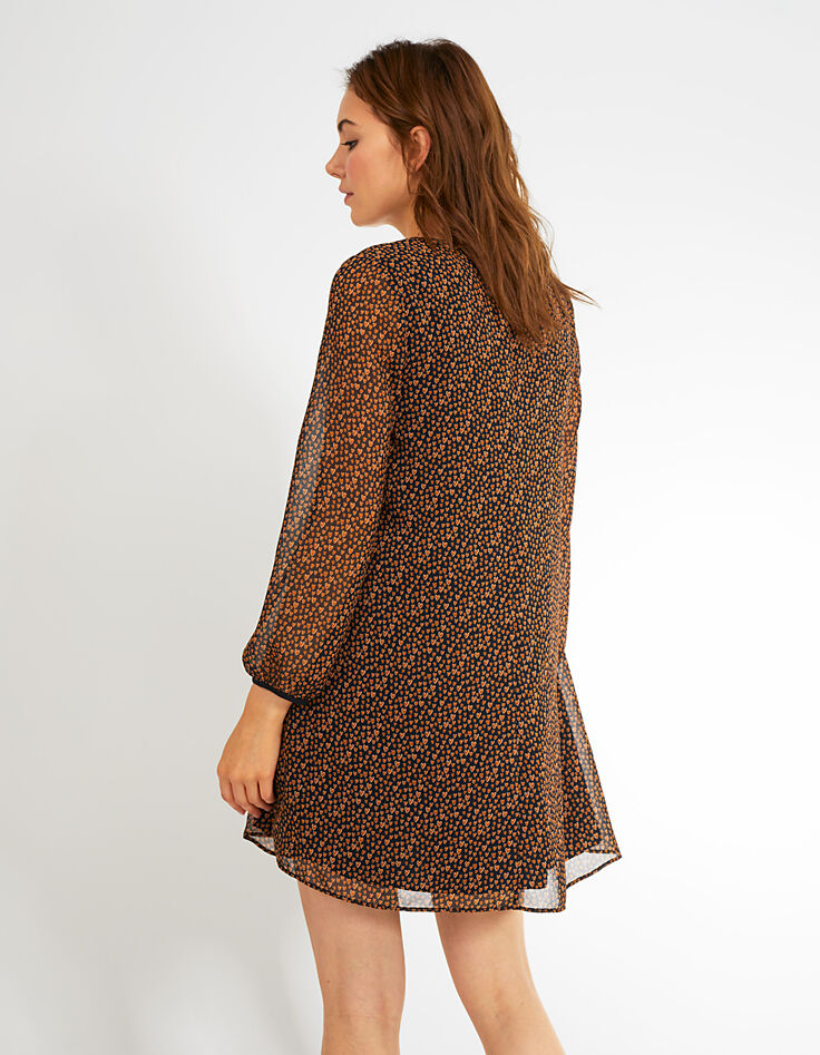 I.Code black, cognac small heart print dress-3