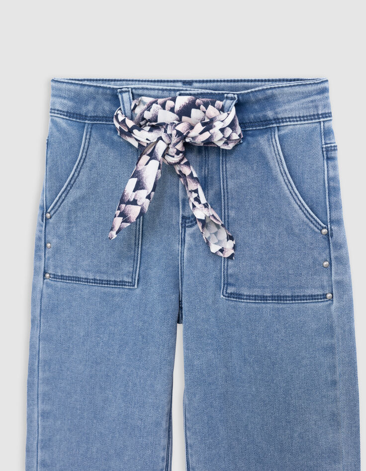 Blaue LARGE-Mädchenjeans mit Schalgürtel-7