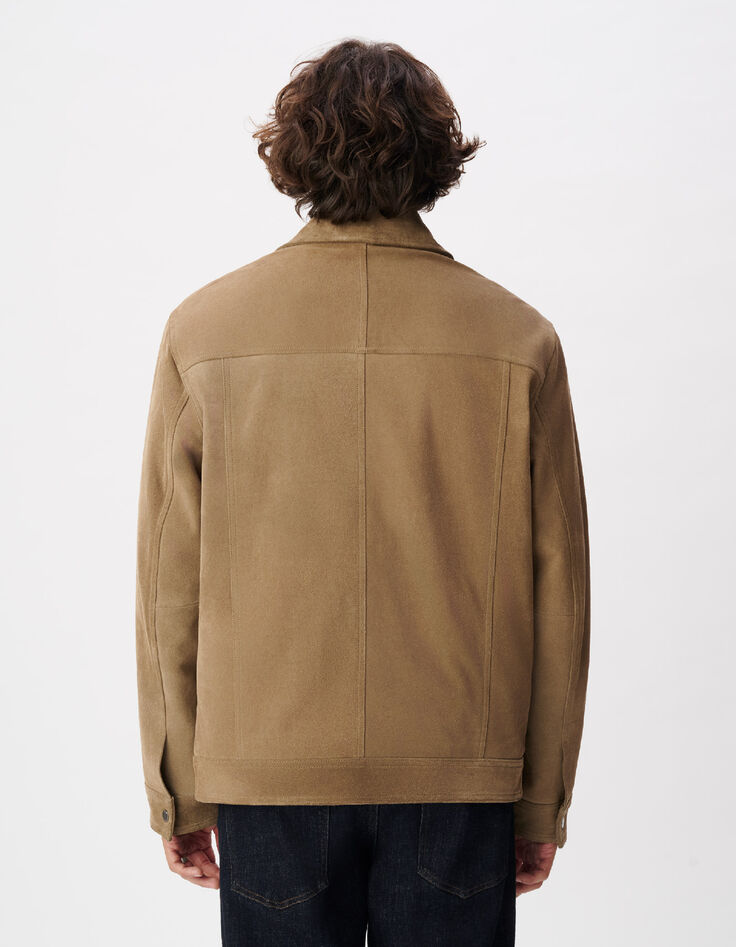Beige su&egrave;de herenjas met opgestikte zakken-4