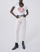 Gebroken wit T-shirt met hart- en tekstopdruk Dames-7