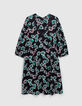 Robe noire imprimé maxi floral à col clouté Femme-5