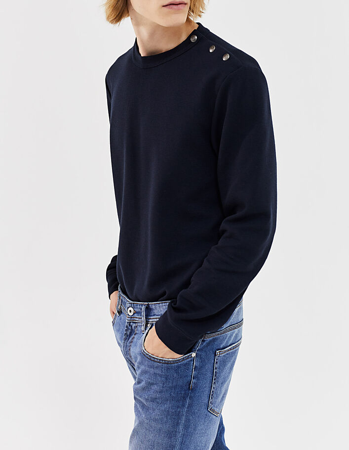 Men’s navy organic waffle sailor-style sweatshirt - IKKS