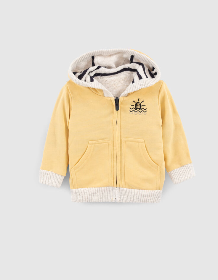 Cardigan réversible rayé et jaune bébé garçon-3