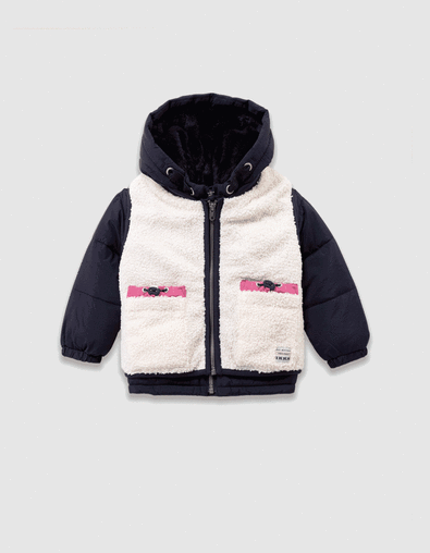 Girls’ 2-in-1 navy jacket and ecru gilet - IKKS