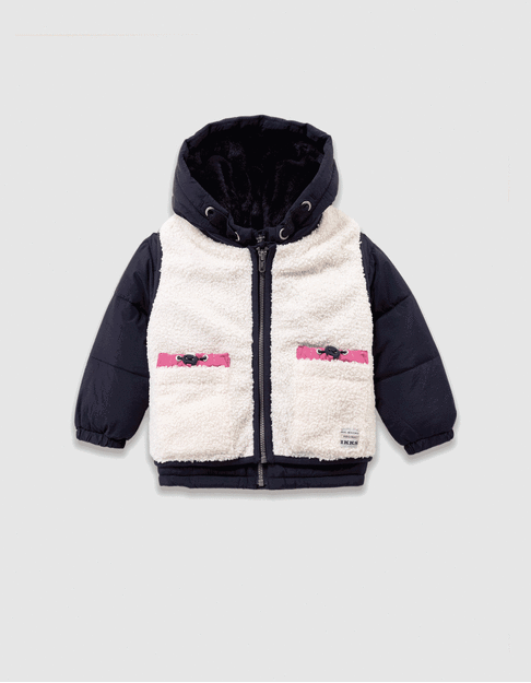 Girls’ 2-in-1 navy jacket and ecru gilet - IKKS