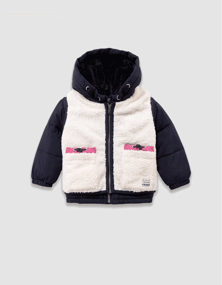 Girls’ 2-in-1 navy jacket and ecru gilet-1