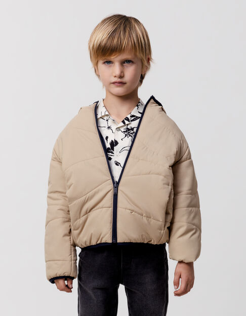 Doudoune réversible beige et marine recyclée garçon - IKKS