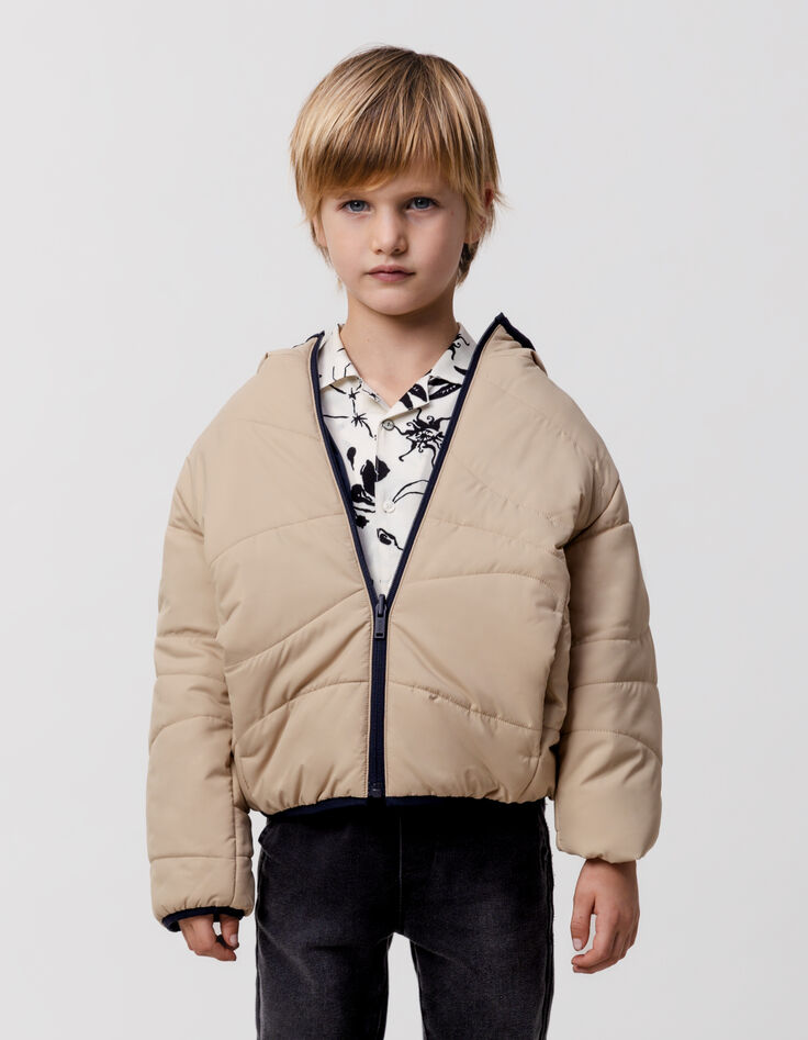 Doudoune réversible beige et marine recyclée garçon-1