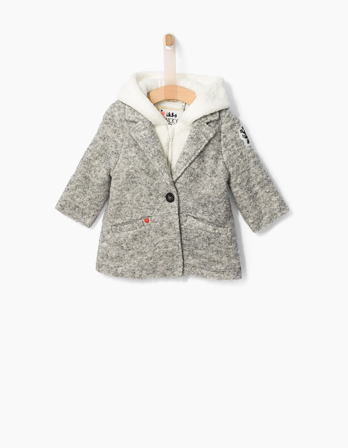 Manteau lainage gris bi-matière bébé fille - IKKS