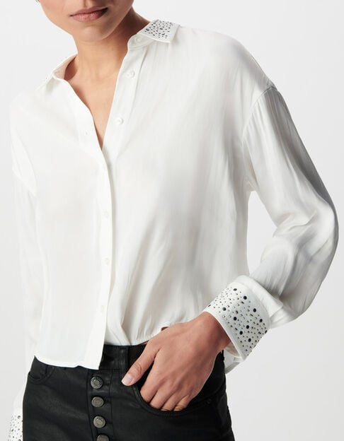 Wit vloeiend shirt met studs en stras Dames - IKKS