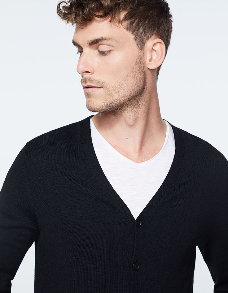 Men’s black knit cardigan with pockets-5 Men’s black knit cardigan with pockets-5