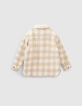 Girls’ vanilla fur-lined check coat-3