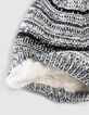 Gorro blanco raya negra bordado lentejuelas niña-4