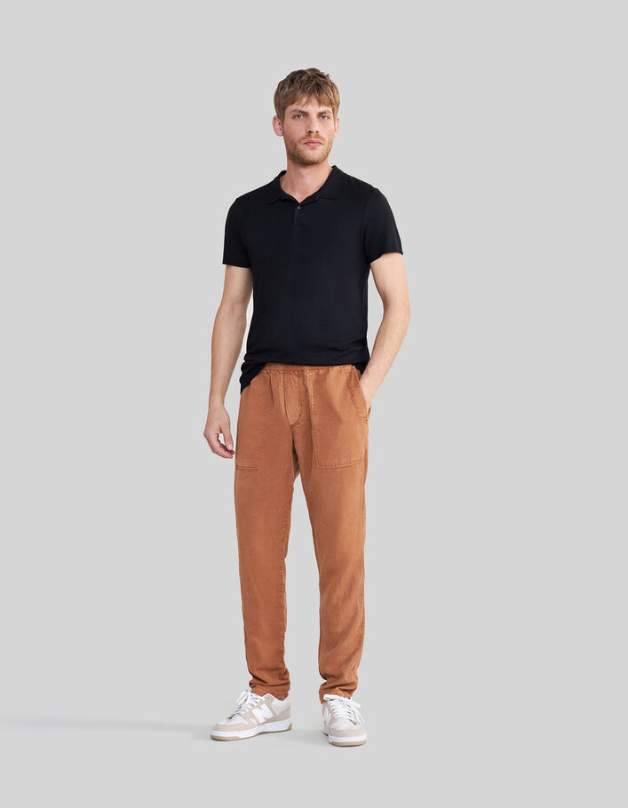 Polo negro de algodón modal Hombre-2