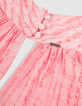 Robe longue rose motif rayures floues Femme-8