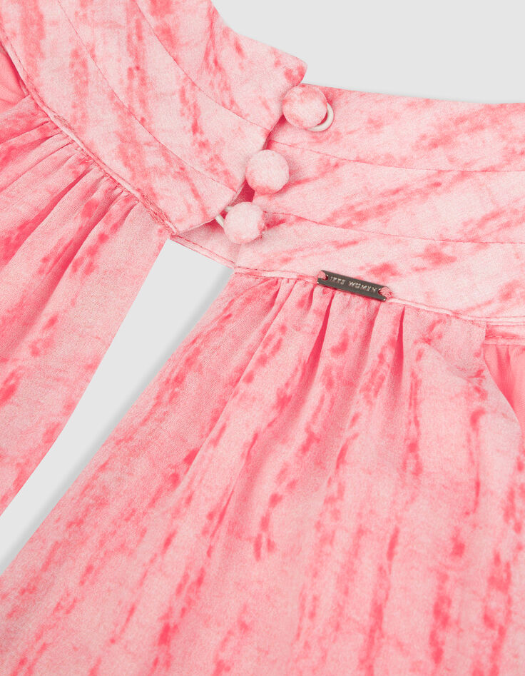 Robe longue rose motif rayures floues Femme-8