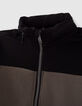 Sportvest zwart en grijs kap twee materialen jongens -4