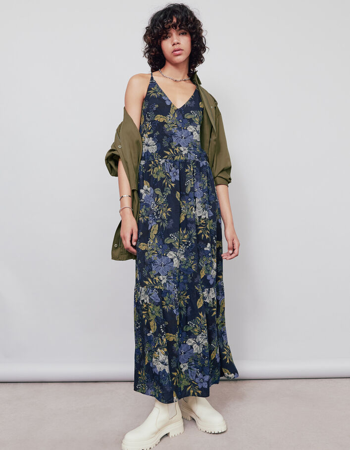 Vestido largo viscosa floral tropical mujer-2