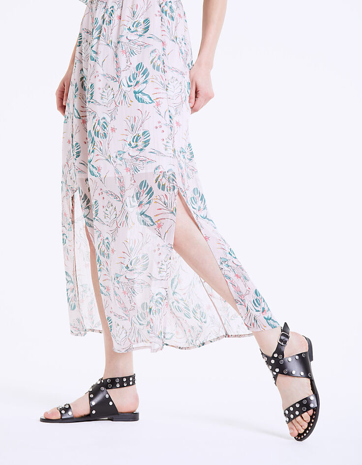 Robe longue imprimé Tropical Garden métallisé femme-4