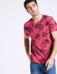 Camiseta rosa frambuesa estampado palmeras Hombre -3