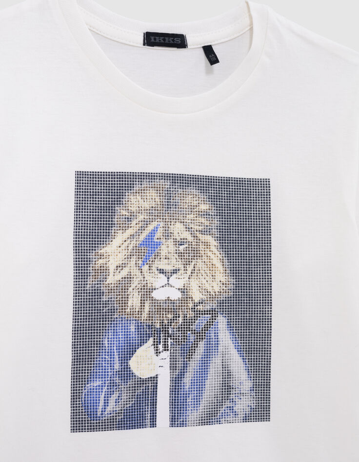 T-shirt blanc coton bio visuel homme-lion garçon-2 T-shirt blanc coton bio visuel homme-lion garçon-2
