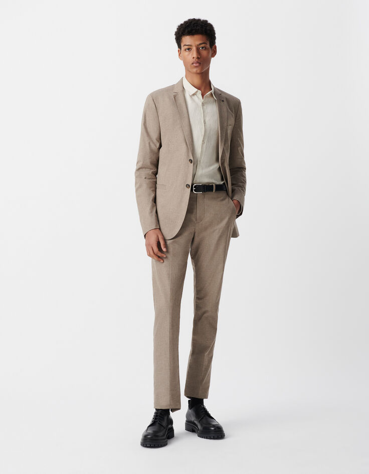 Men’s beige cotton marl blazer-1