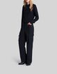 Weite schwarze Damen-Cargohose aus recyceltem Material-7