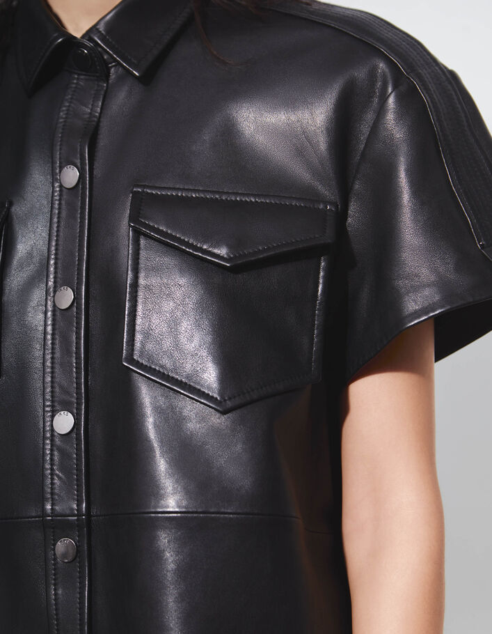 Pure Edition – Women’s black leather shirt - IKKS
