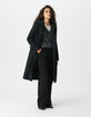 Manteau long noir parementure à capuche amovible Femme-4