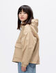 Girls’ beige hooded parka with ecru lining-3