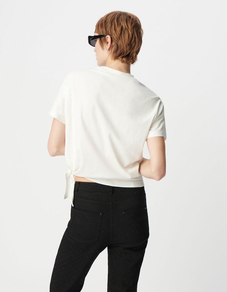 Tee-shirt blanc coton bio à nouer statue ailée Femme-3 Tee-shirt blanc coton bio à nouer statue ailée Femme-3