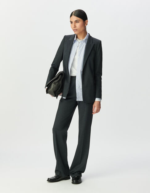 Grijze blazer visgraatmotief met beleg Dames - IKKS