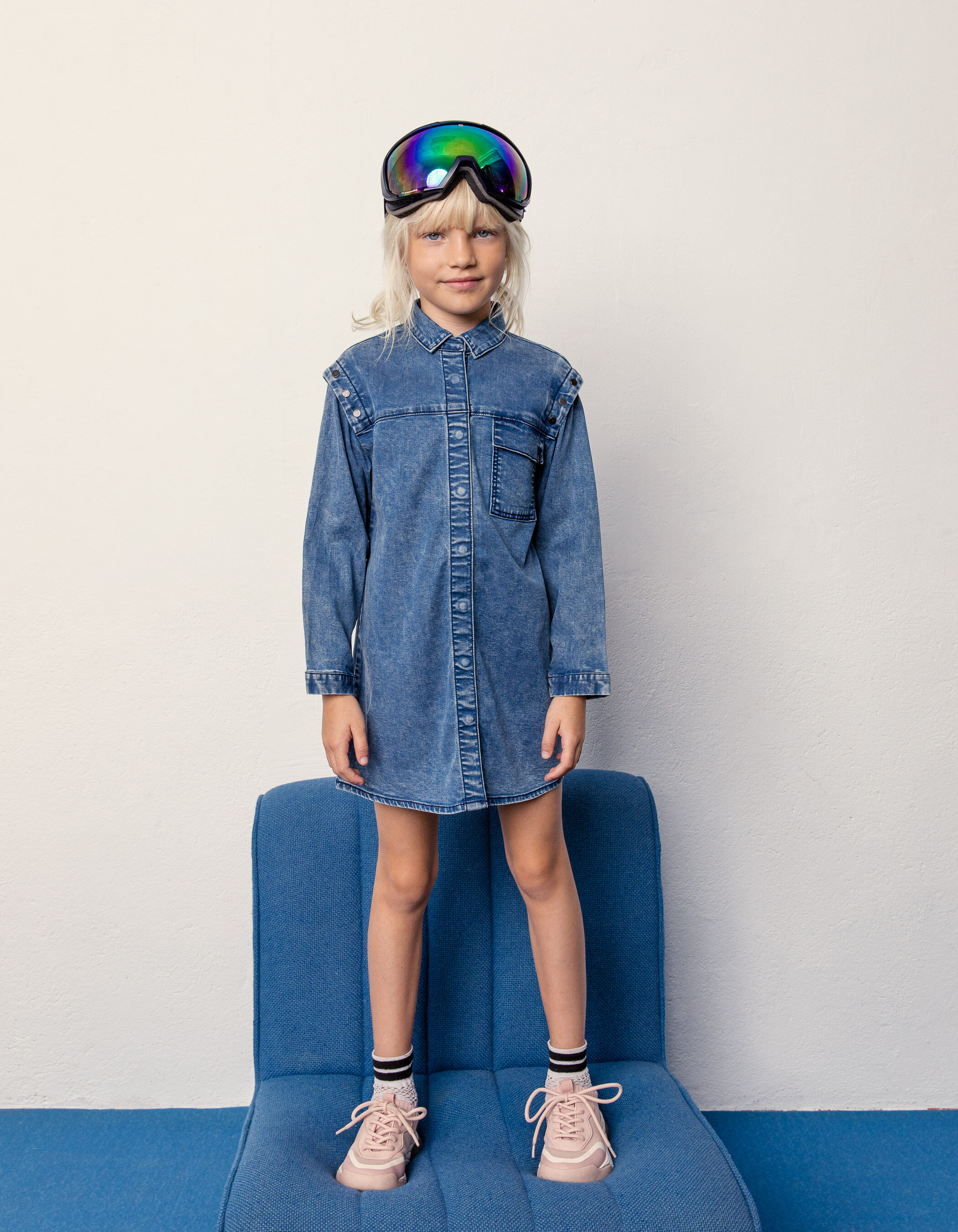 Robe chemise en jean medium blue fille