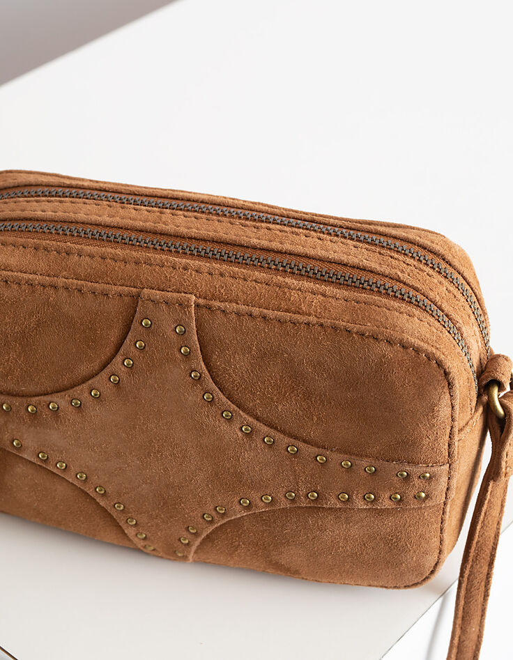 Women’s The Small Messenger studded suede clutch-4
