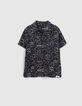 Boys’ navy Lenzing™ Ecovero™ viscose shirt, line drawing print-1