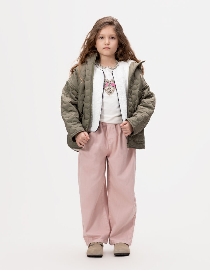 Doudoune kaki matelassage fleurs fourrée fille-4 Doudoune kaki matelassage fleurs fourrée fille-4