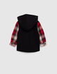 Red two-ply shirt, check pattern, baby boy-7