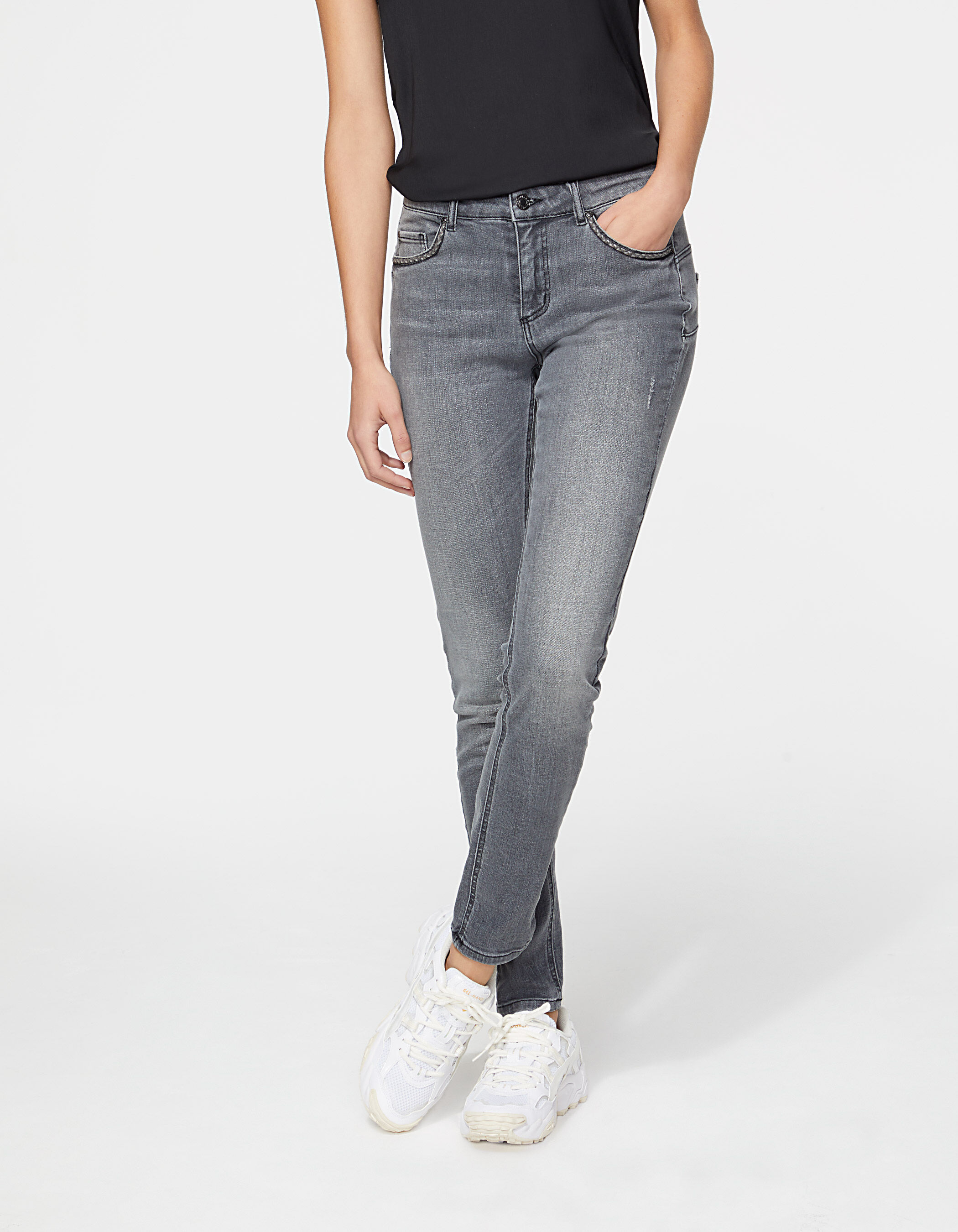 Women s grey braid pockets 7 8 sculpt up slim jeans