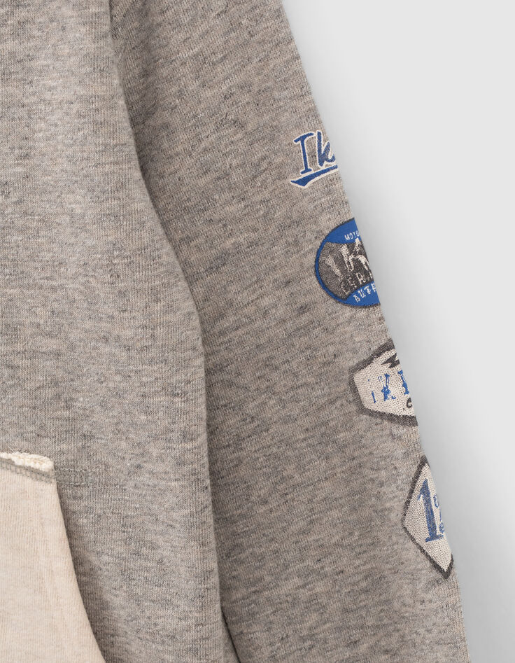 Boys’ grey and beige cardigan with visor hood-4