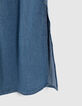 Lange blauwe jeansrok ceintuur flower power meisjes-4