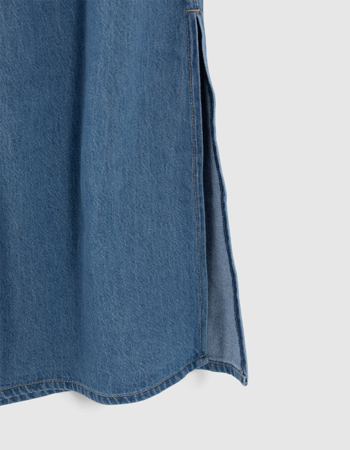 Jupe longue en jean bleu ceinture flower power fille - IKKS