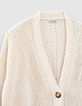Cremeweiße Damenstrickjacke aus recycelter Baumwolle-2