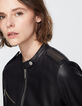 Women’s black beaded shoulder lambskin jacket-4
