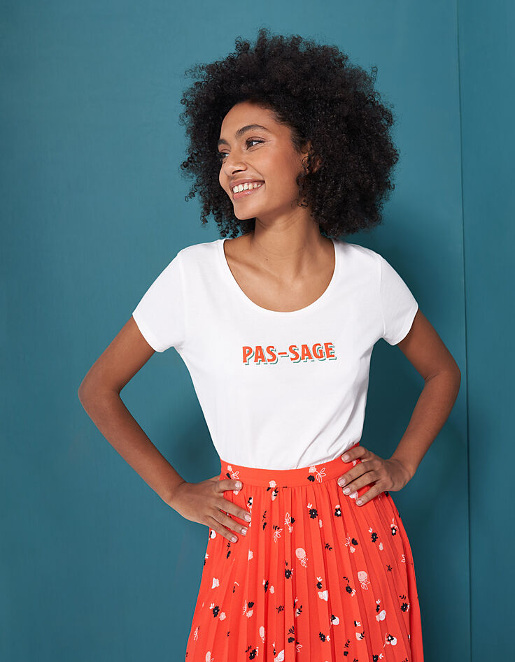 Tee-shirt blanc cassé typo tricolore I.Code-5
